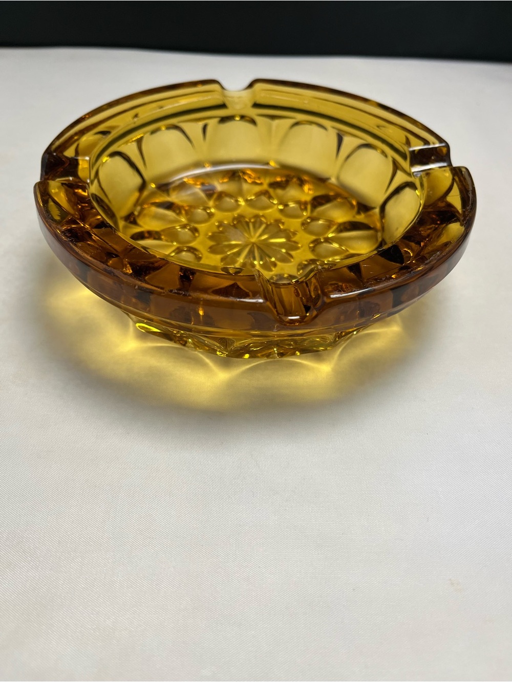Vintage Amber Star Anchor Hocking Fairfield Starburst Ashtray MCM